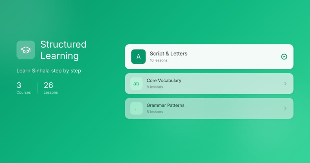 Learn Sinhala - Structured Courses